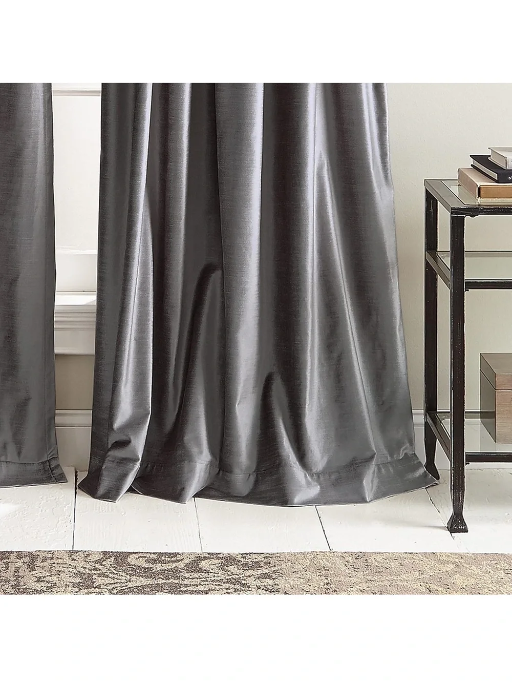 New DKNY Modern Knotted Velvet 96” Charcoal Panels x2